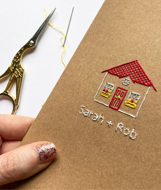 Hand-stitched Personalised New Home Keepsake Card