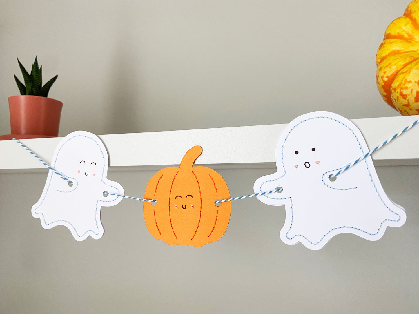 Hand-stitched Mini Ghost & Pumpkins Bunting