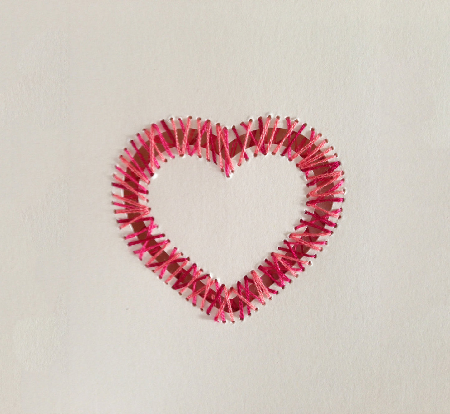 Hand-stitched Suspended Heart Card